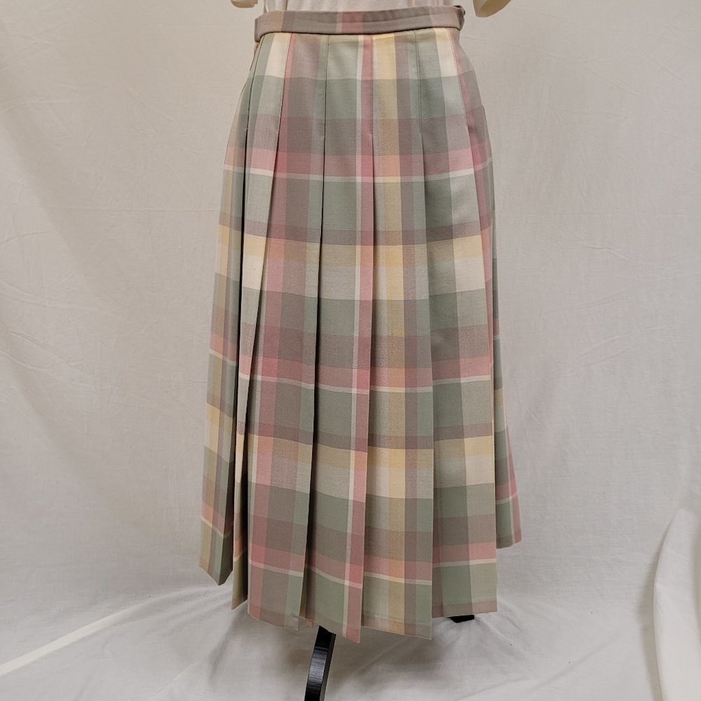Vintage Pendleton Pleated Plaid Midi Skirt 12P